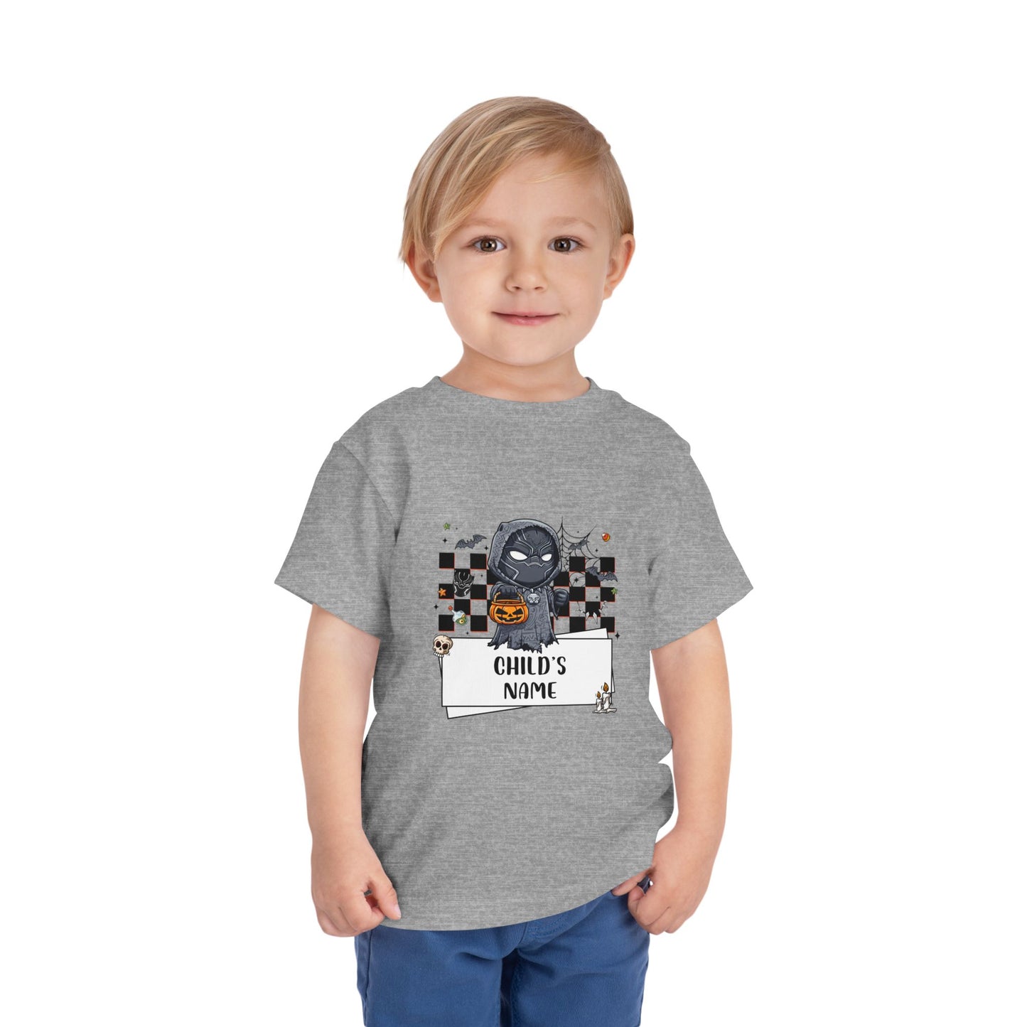 Personalized Black Panther Spooky Halloween Toddler Tee