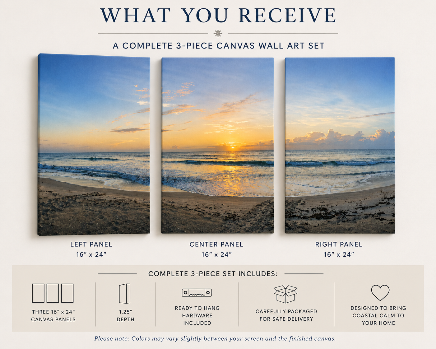 Turtle Trails at Sunrise - 3 Piece Canvas Set