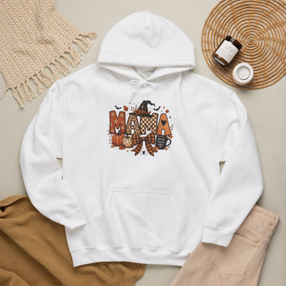 Mama Witch Halloween Hoodie — Fall Pumpkin & Broomstick Graphic Sweatshirt