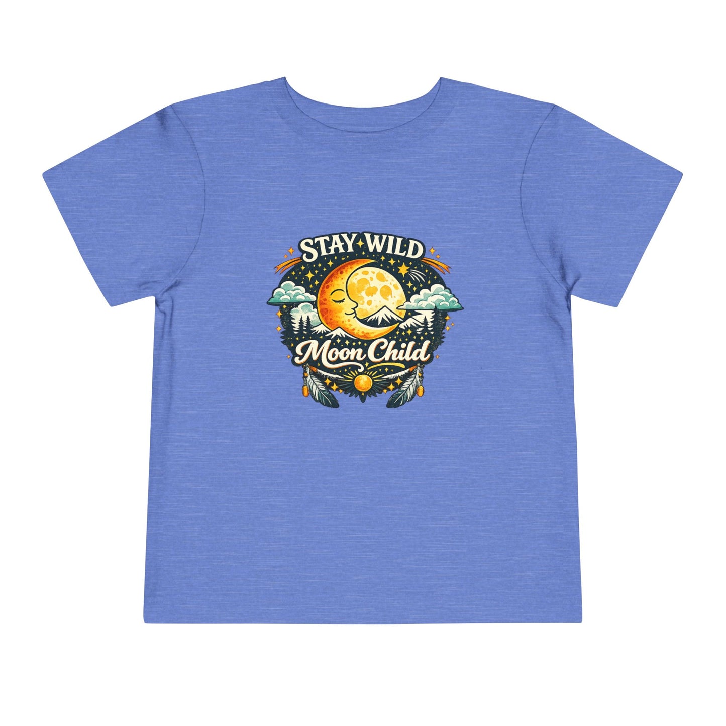 Toddler Tee — "Stay Wild Moon Child" Cute Boho Moon & Stars Graphic