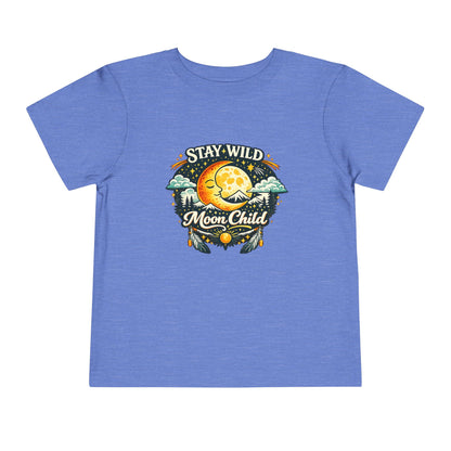 Toddler Tee — "Stay Wild Moon Child" Cute Boho Moon & Stars Graphic
