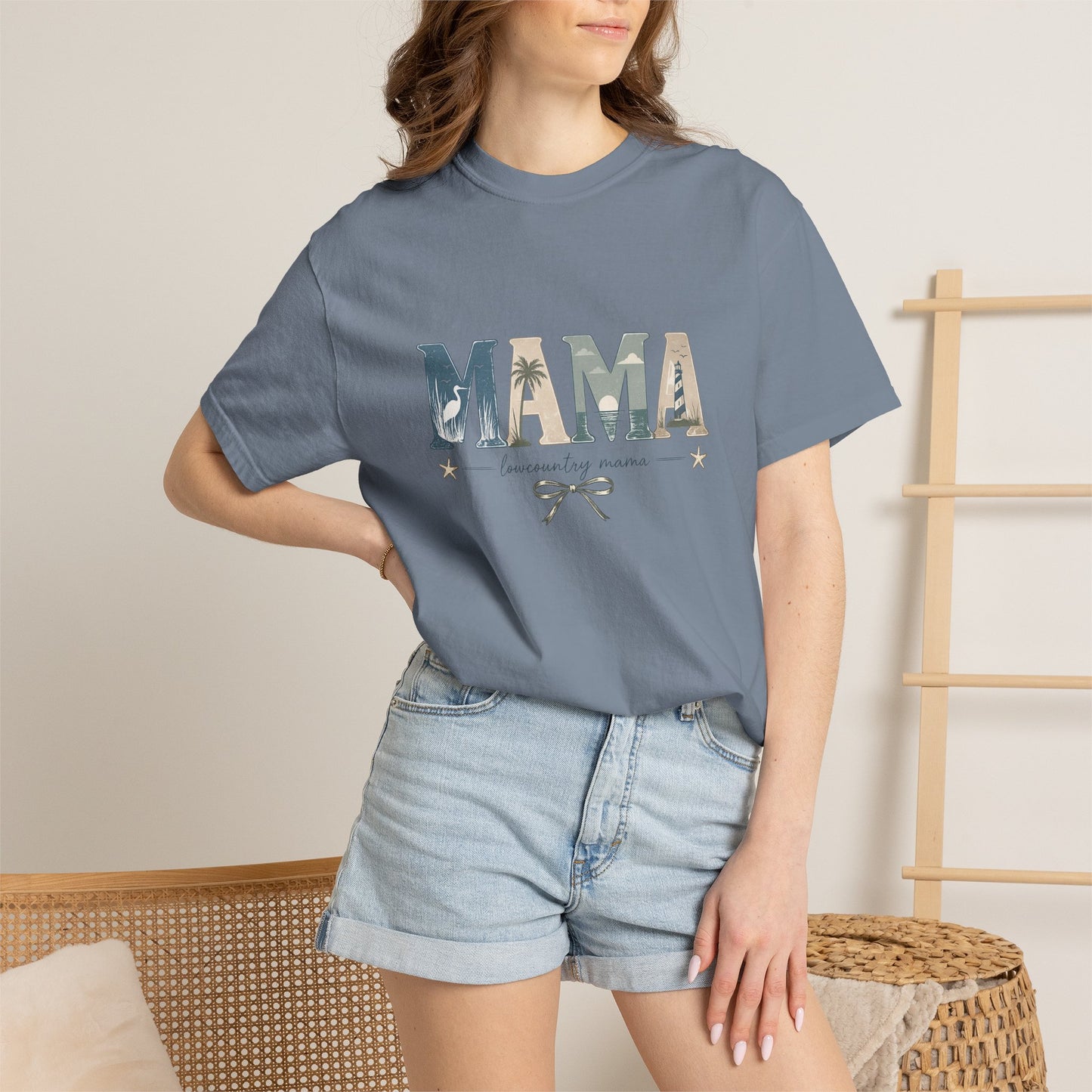 "Lowcountry Mama" Marsh Mama Graphic T-Shirt — 'Mama' Coastal Script Tee