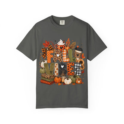 Fall Vibes T-Shirt — Autumn Pumpkin Coffee Graphic Tee
