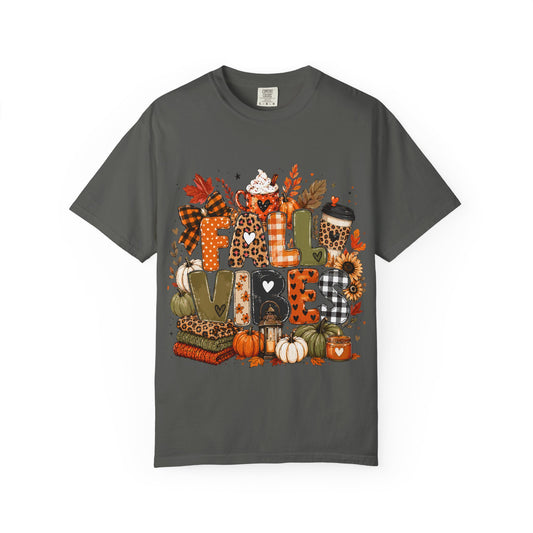 Fall Vibes T-Shirt — Autumn Pumpkin Coffee Graphic Tee