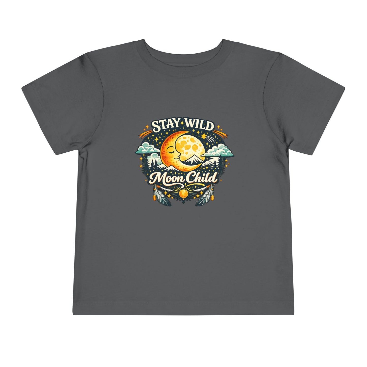 Toddler Tee — "Stay Wild Moon Child" Cute Boho Moon & Stars Graphic
