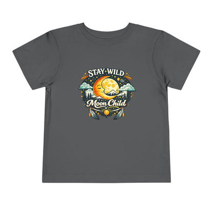 Toddler Tee — "Stay Wild Moon Child" Cute Boho Moon & Stars Graphic