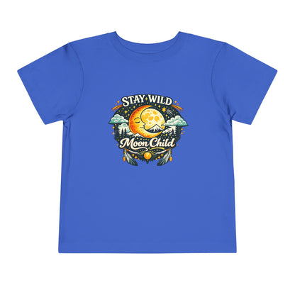 Toddler Tee — "Stay Wild Moon Child" Cute Boho Moon & Stars Graphic