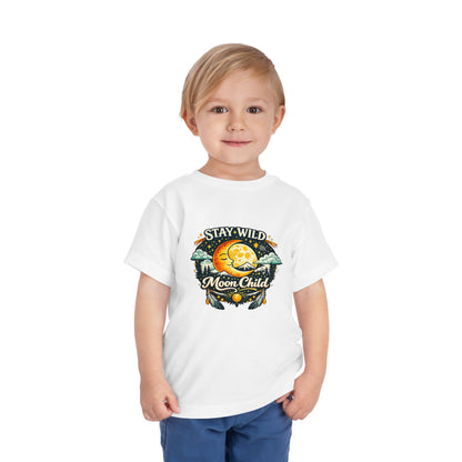 Toddler Tee — "Stay Wild Moon Child" Cute Boho Moon & Stars Graphic