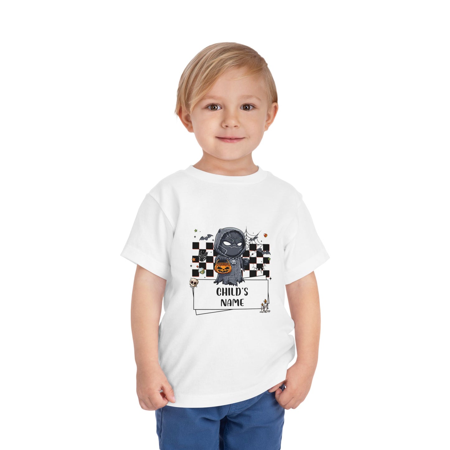 Personalized Black Panther Spooky Halloween Toddler Tee