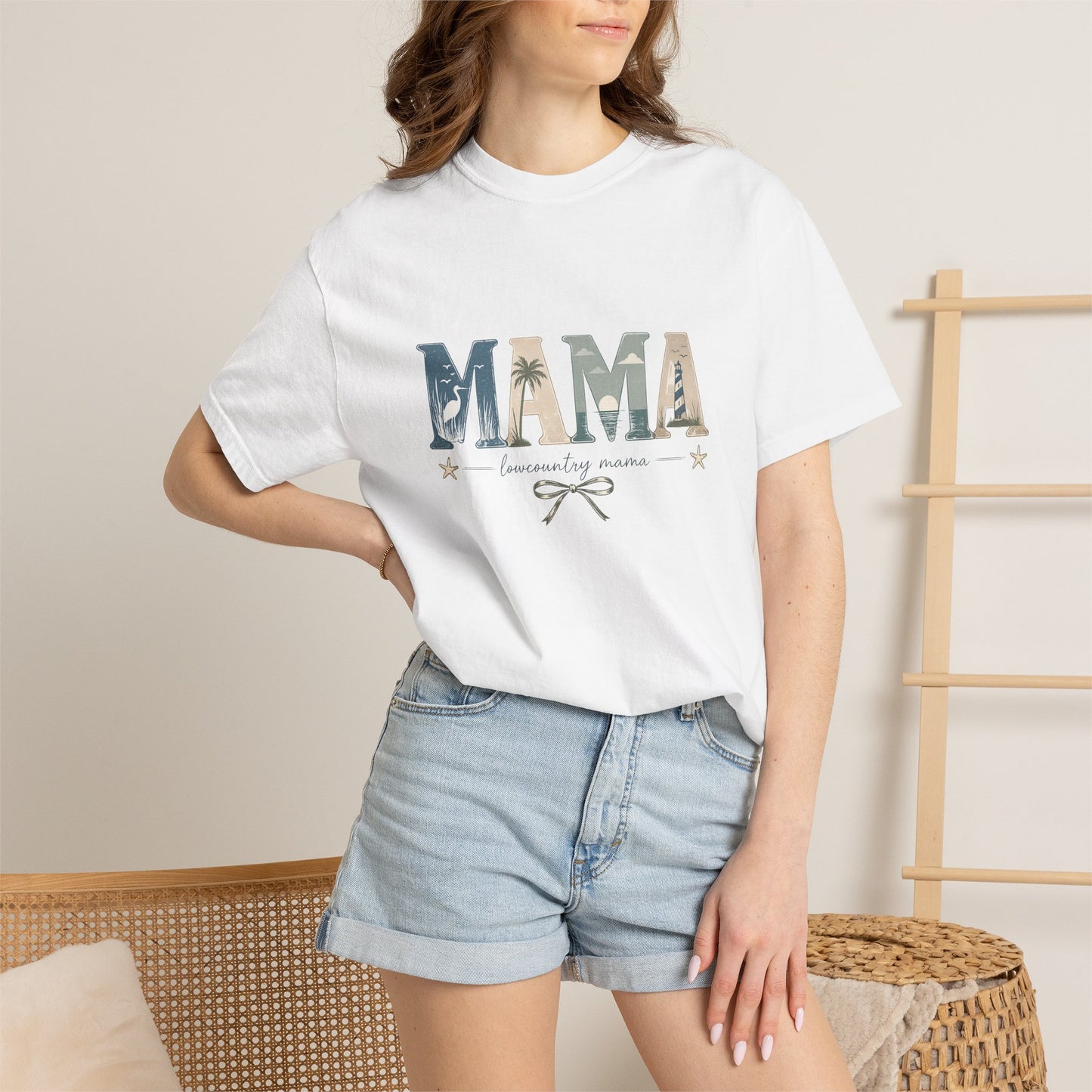 "Lowcountry Mama" Marsh Mama Graphic T-Shirt — 'Mama' Coastal Script Tee