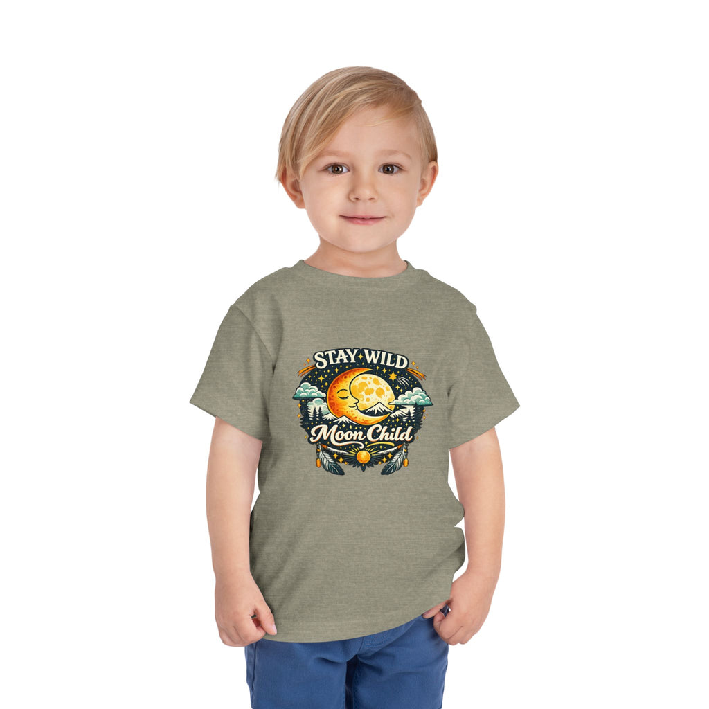 Toddler Tee — "Stay Wild Moon Child" Cute Boho Moon & Stars Graphic
