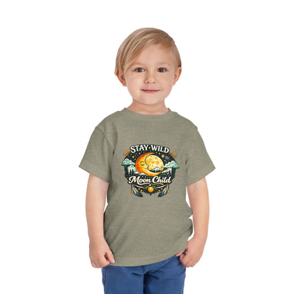 Toddler Tee — "Stay Wild Moon Child" Cute Boho Moon & Stars Graphic