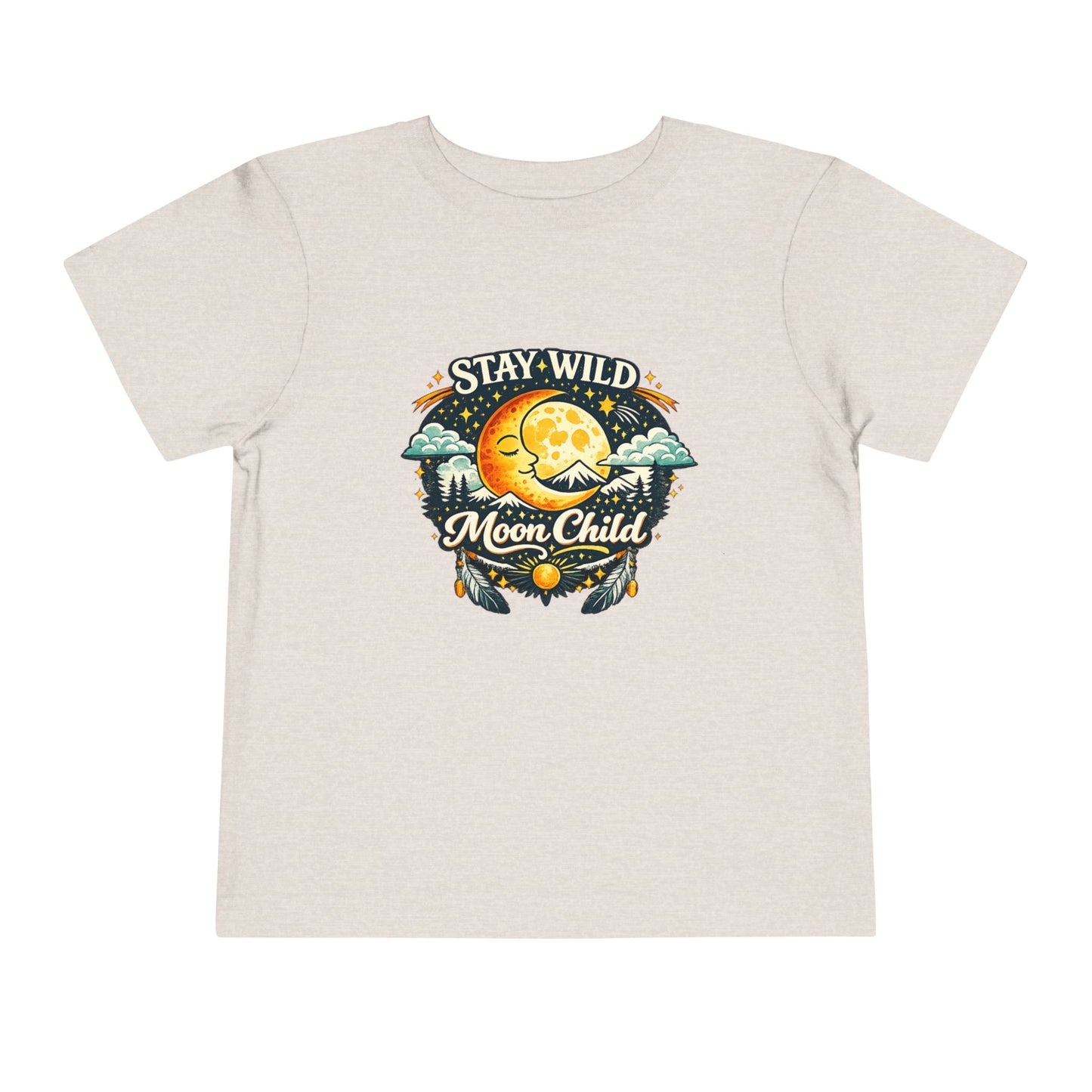 Toddler Tee — "Stay Wild Moon Child" Cute Boho Moon & Stars Graphic