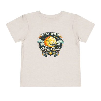 Toddler Tee — "Stay Wild Moon Child" Cute Boho Moon & Stars Graphic