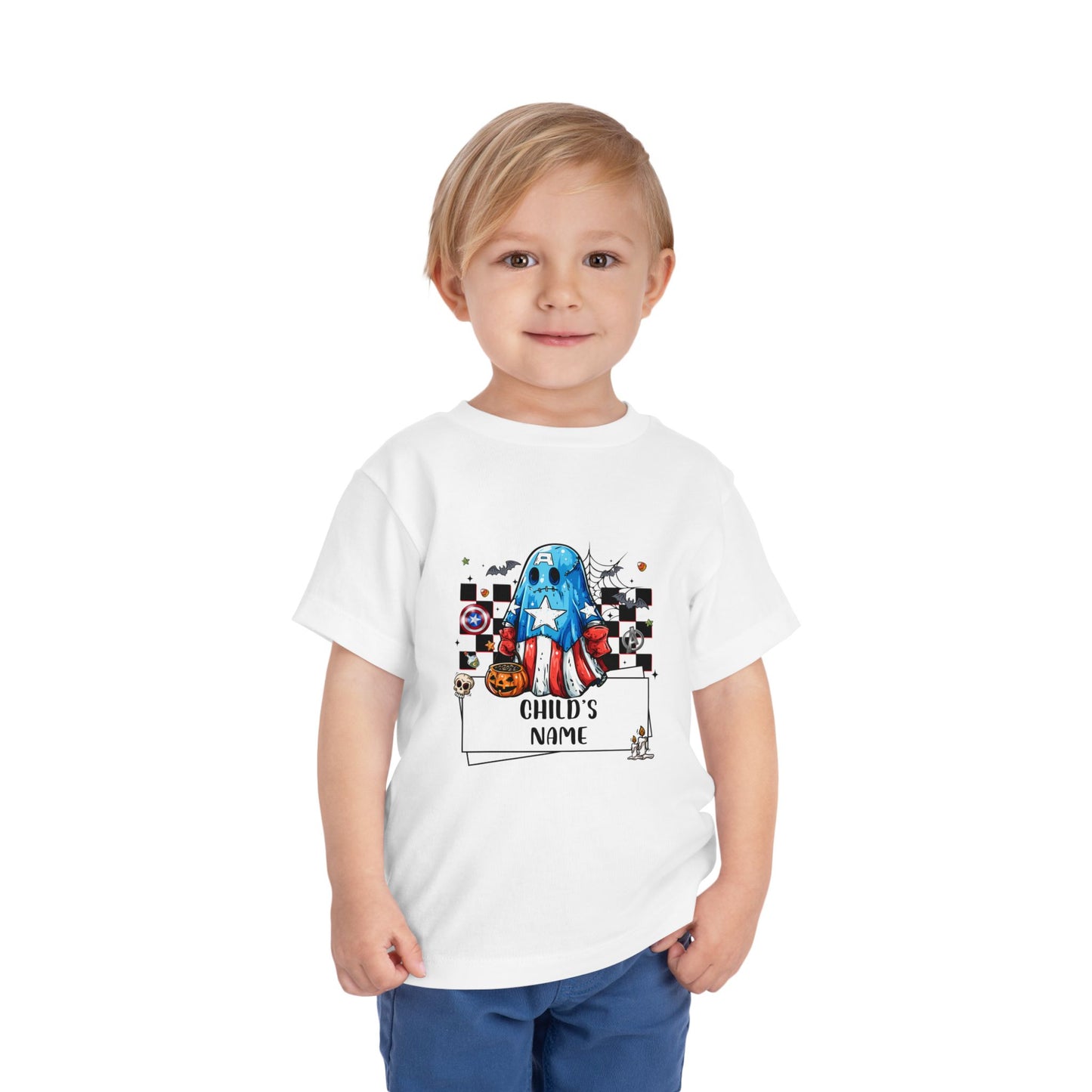 Customizable Captain America Spooky Superhero Toddler Tee