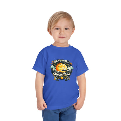 Toddler Tee — "Stay Wild Moon Child" Cute Boho Moon & Stars Graphic