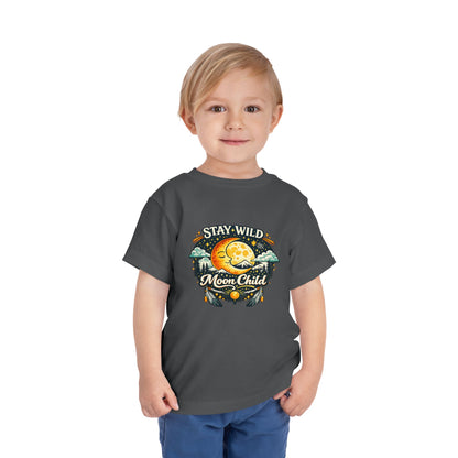 Toddler Tee — "Stay Wild Moon Child" Cute Boho Moon & Stars Graphic