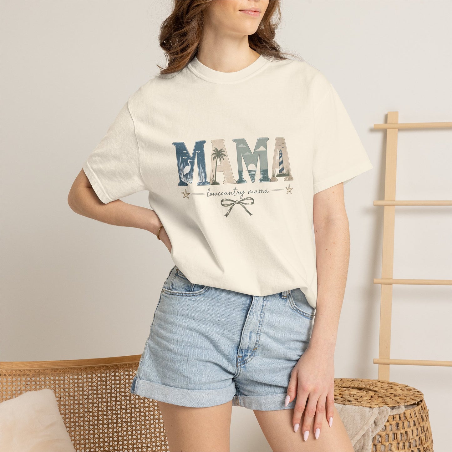 "Lowcountry Mama" Marsh Mama Graphic T-Shirt — 'Mama' Coastal Script Tee