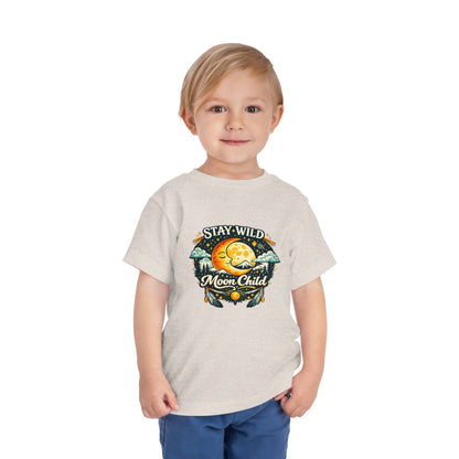 Toddler Tee — "Stay Wild Moon Child" Cute Boho Moon & Stars Graphic