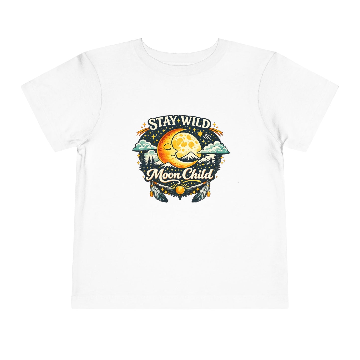 Toddler Tee — "Stay Wild Moon Child" Cute Boho Moon & Stars Graphic