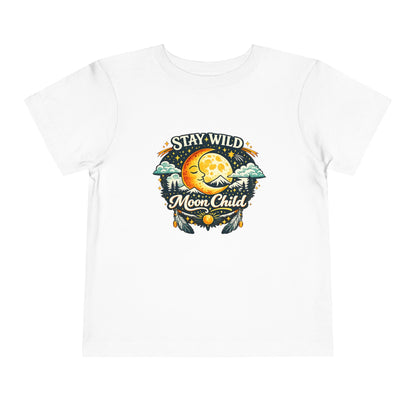 Toddler Tee — "Stay Wild Moon Child" Cute Boho Moon & Stars Graphic
