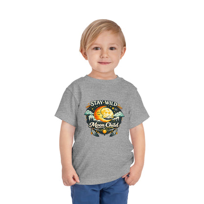 Toddler Tee — "Stay Wild Moon Child" Cute Boho Moon & Stars Graphic