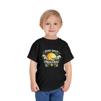 Toddler Tee — "Stay Wild Moon Child" Cute Boho Moon & Stars Graphic