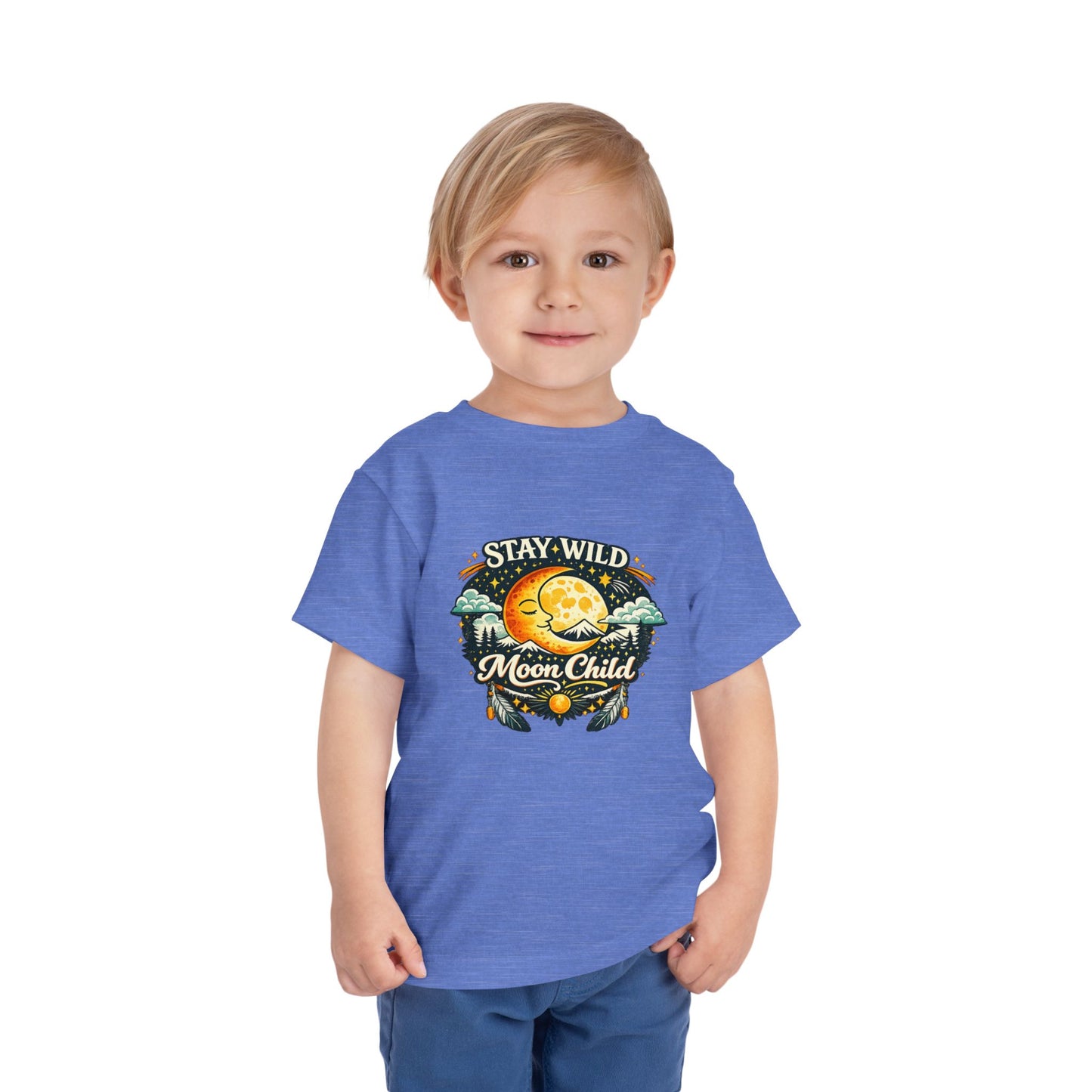 Toddler Tee — "Stay Wild Moon Child" Cute Boho Moon & Stars Graphic
