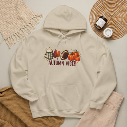 Autumn Vibes Hoodie — Cozy Fall Pumpkin & Plaid Graphic Sweatshirt
