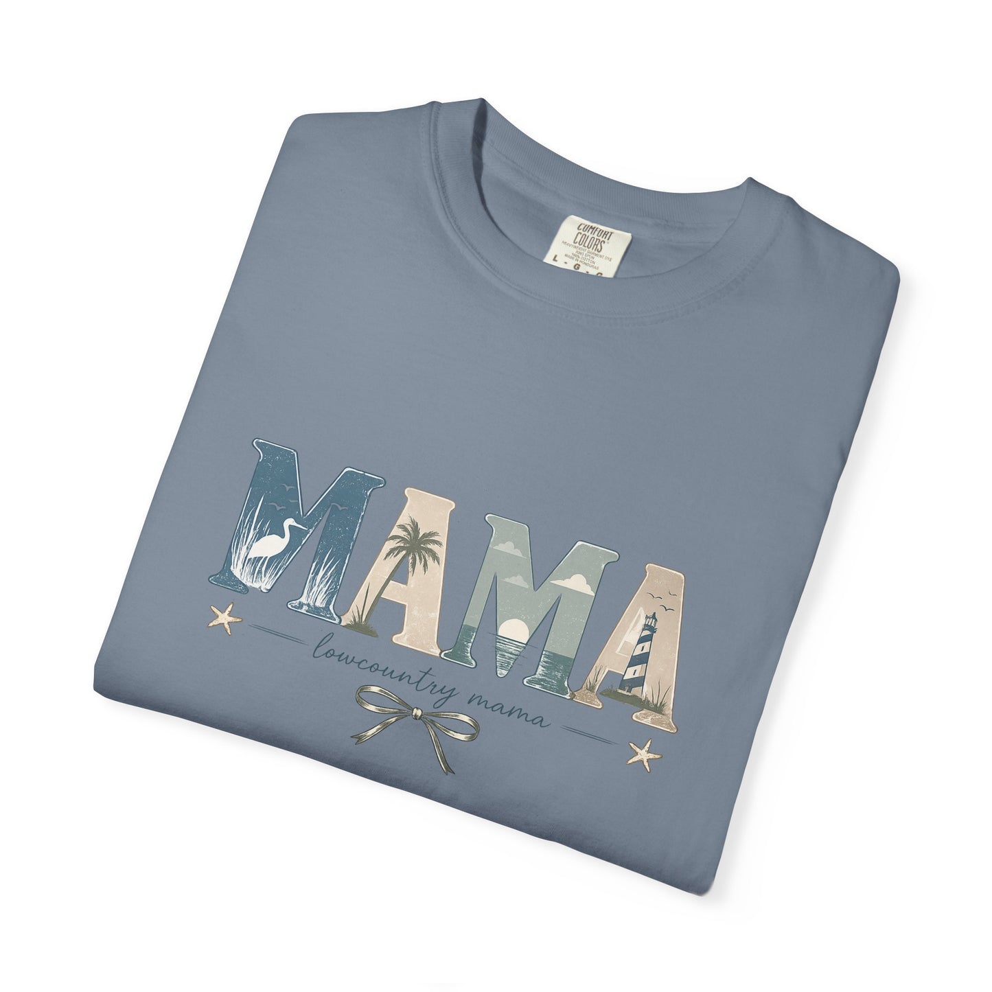 "Lowcountry Mama" Marsh Mama Graphic T-Shirt — 'Mama' Coastal Script Tee