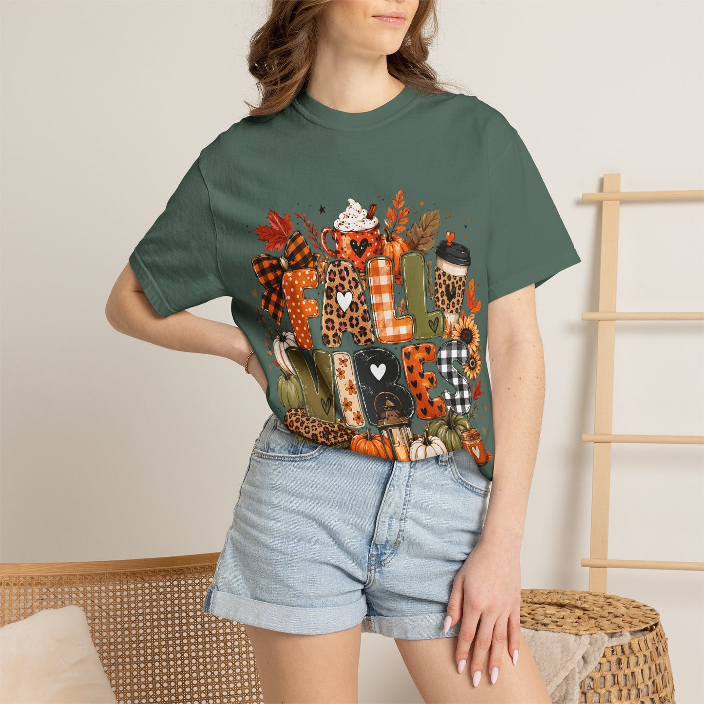 Fall Vibes T-Shirt — Autumn Pumpkin Coffee Graphic Tee
