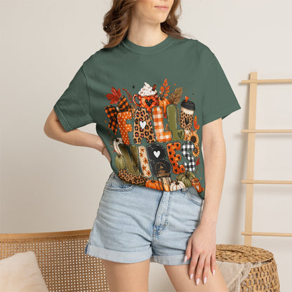 Fall Vibes T-Shirt — Autumn Pumpkin Coffee Graphic Tee