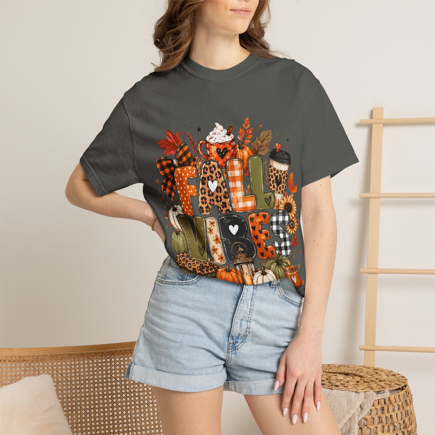 Fall Vibes T-Shirt — Autumn Pumpkin Coffee Graphic Tee