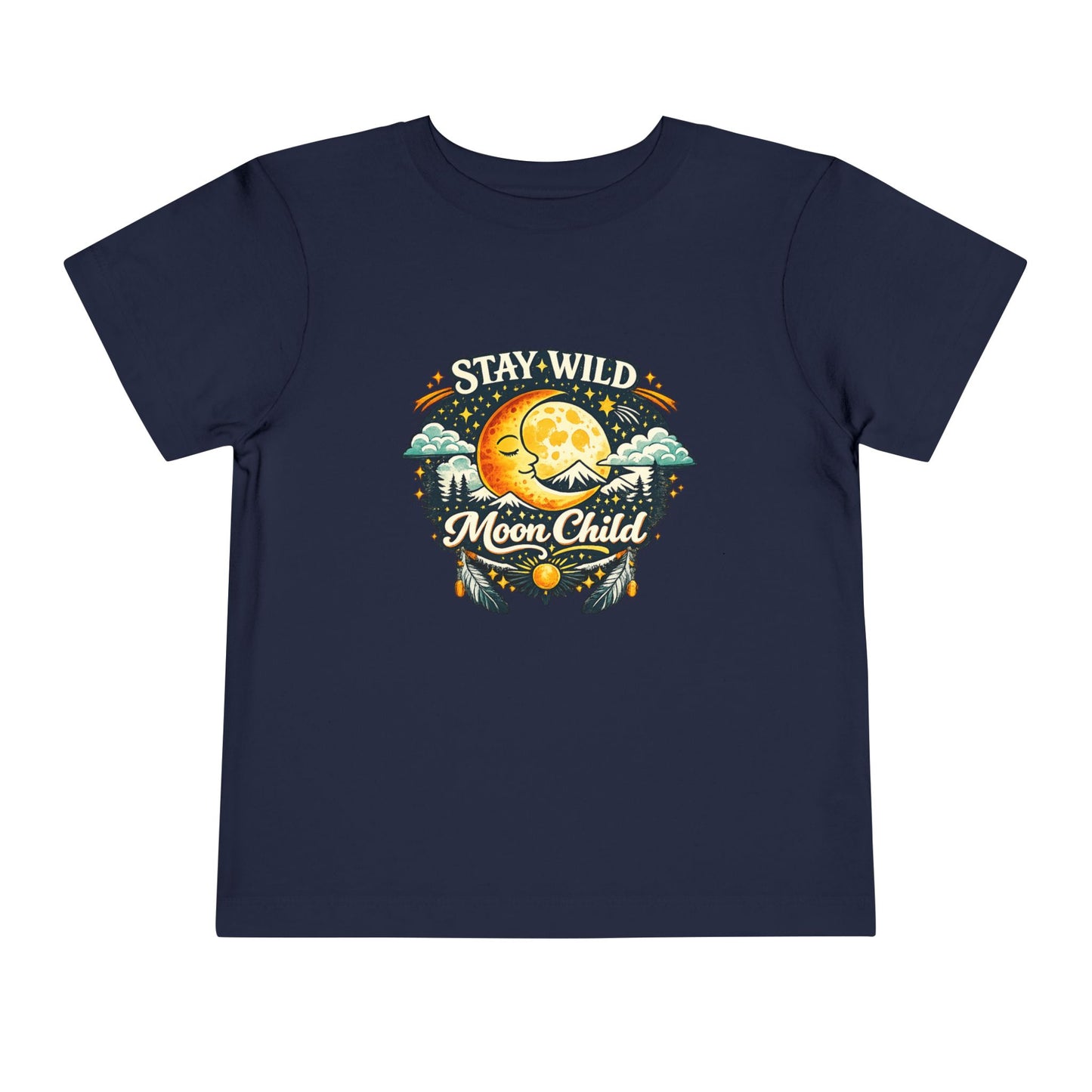 Toddler Tee — "Stay Wild Moon Child" Cute Boho Moon & Stars Graphic
