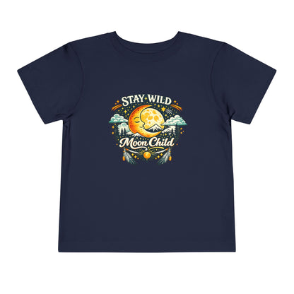 Toddler Tee — "Stay Wild Moon Child" Cute Boho Moon & Stars Graphic