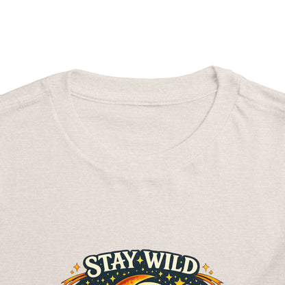 Toddler Tee — "Stay Wild Moon Child" Cute Boho Moon & Stars Graphic