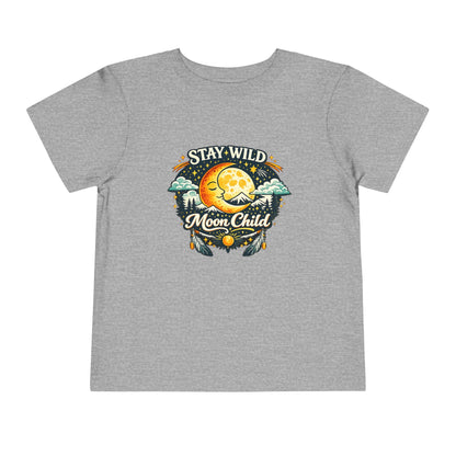 Toddler Tee — "Stay Wild Moon Child" Cute Boho Moon & Stars Graphic