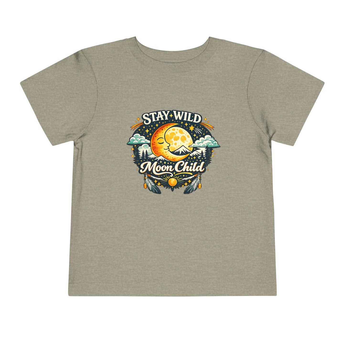 Toddler Tee — "Stay Wild Moon Child" Cute Boho Moon & Stars Graphic