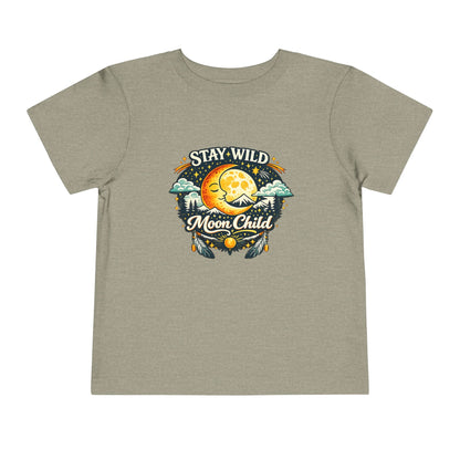 Toddler Tee — "Stay Wild Moon Child" Cute Boho Moon & Stars Graphic