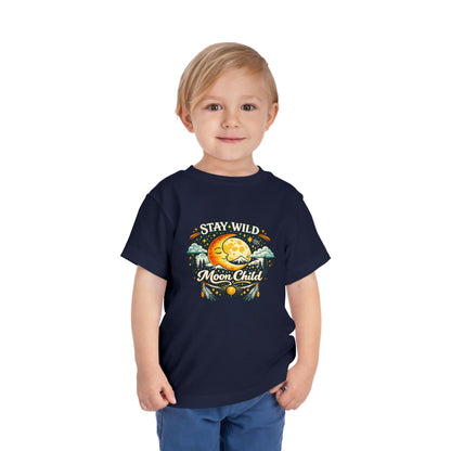 Toddler Tee — "Stay Wild Moon Child" Cute Boho Moon & Stars Graphic