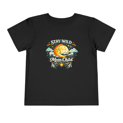 Toddler Tee — "Stay Wild Moon Child" Cute Boho Moon & Stars Graphic
