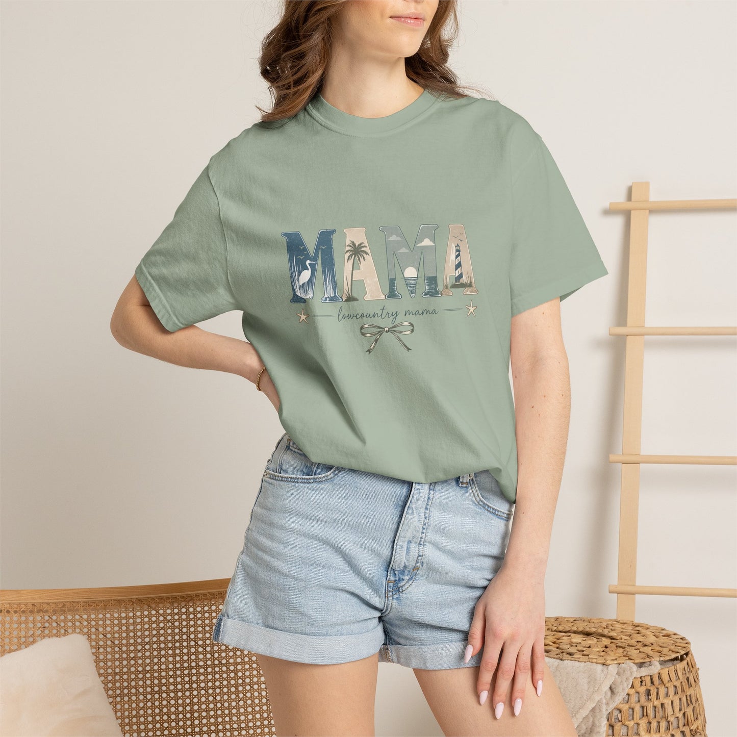 "Lowcountry Mama" Marsh Mama Graphic T-Shirt — 'Mama' Coastal Script Tee