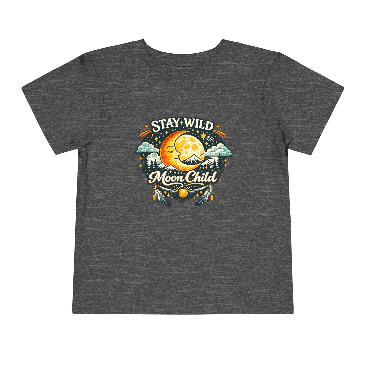 Toddler Tee — "Stay Wild Moon Child" Cute Boho Moon & Stars Graphic