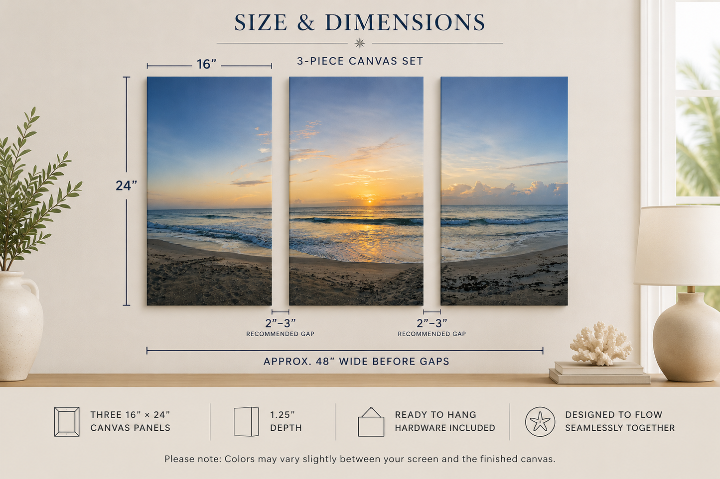 Turtle Trails at Sunrise - 3 Piece Canvas Set