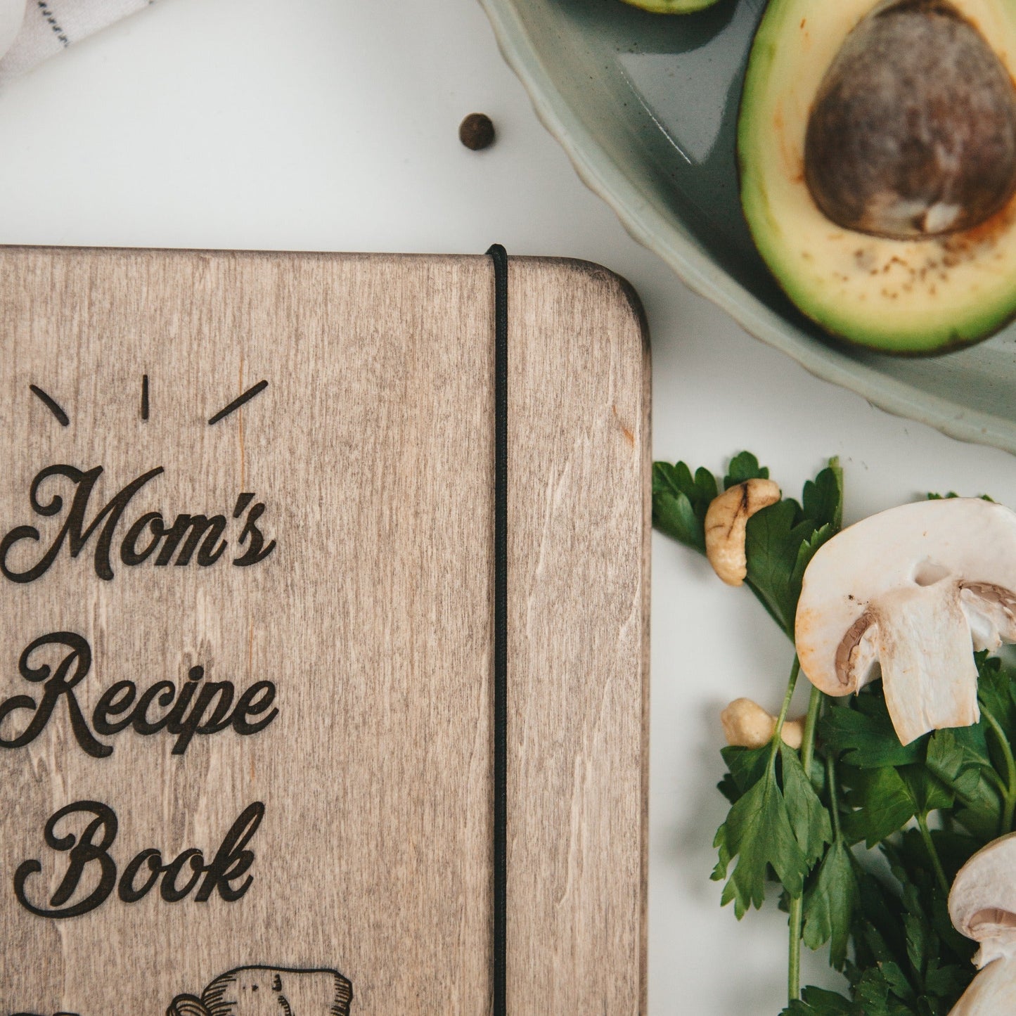 Beautiful Moms Recipe Book in wood