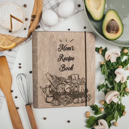 Beautiful Moms Recipe Book in wood